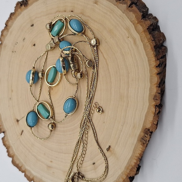 Gold and Blue Multi-Strand Necklace - Picture 3 of 3